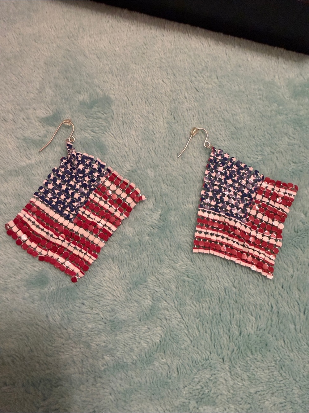 Claire's Red, White & Blue Beaded Flag Dangle Earrings